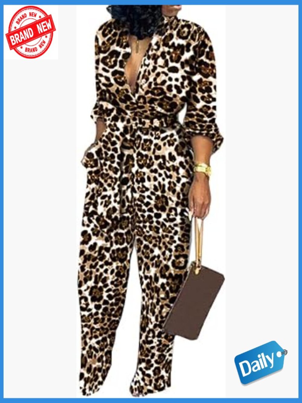 Elegant Long Sleeve Jumpsuit with Belt Pockets Business Party